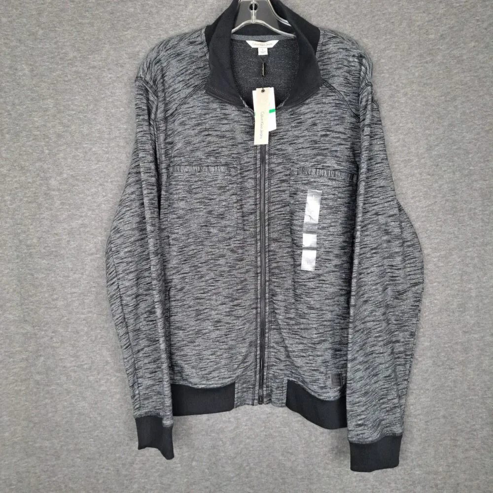 Calvin Klein Men's Med‎ Grey Heathered Full Zip Hoodie Large NWT